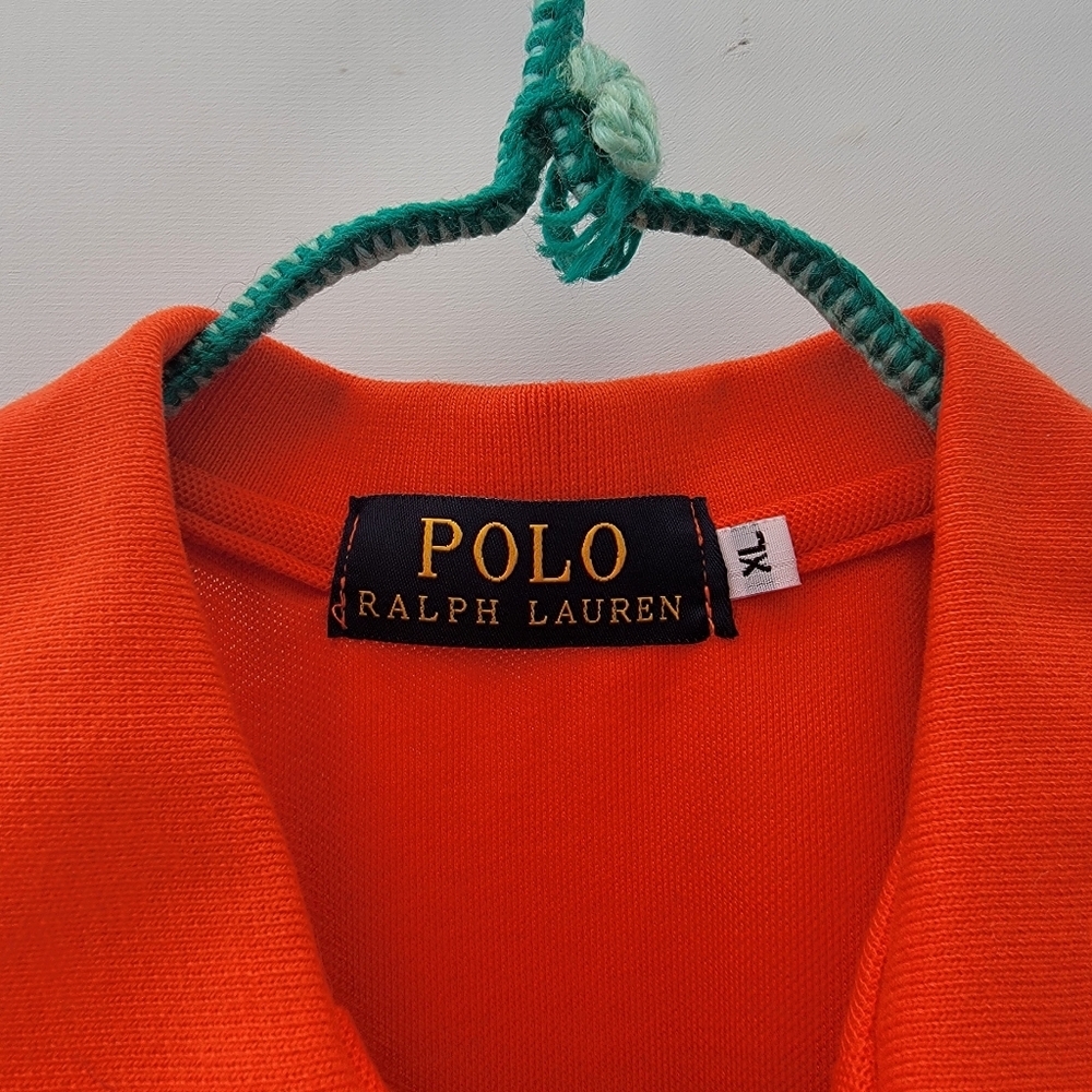 Polo Ralph Lauren Big Pony Polo Shirt Mens XL Bright Orange Black Embroider Y2K - Picture 6 of 11